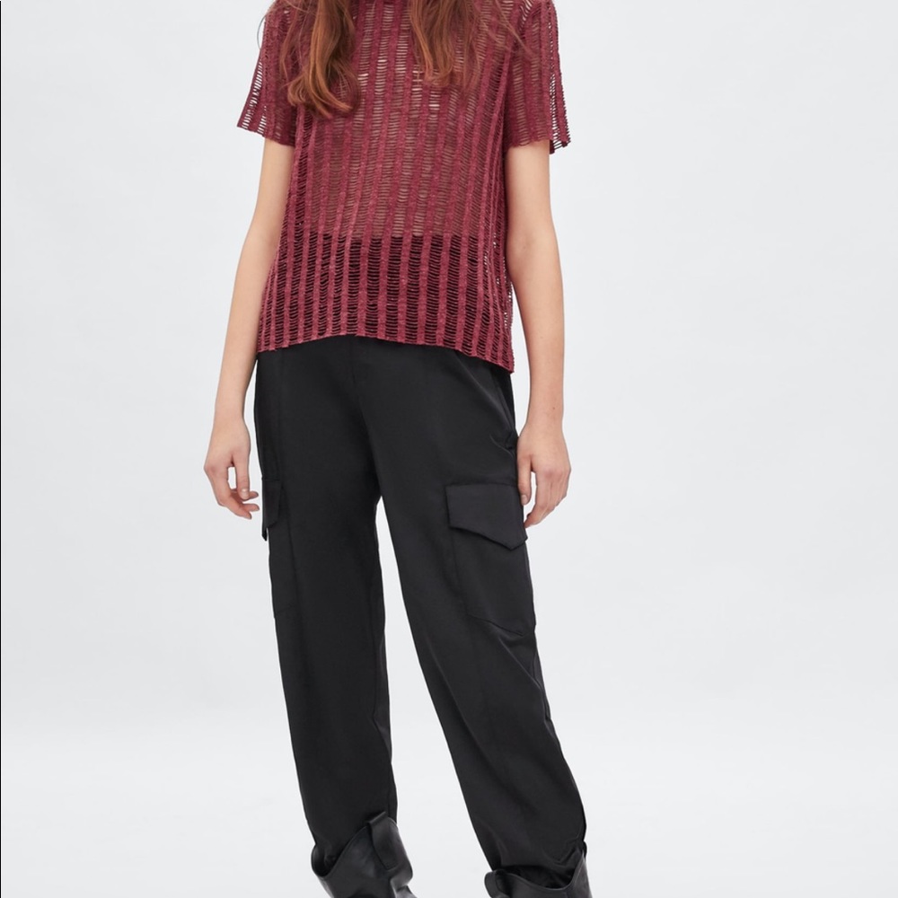 NWT- ZARA- Open work shirt